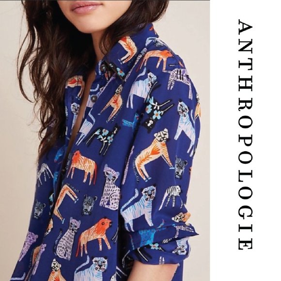 Anthropologie Tops - Anthropologie Carolyn Gavin Mariposa Cat Silk Blouse - 14